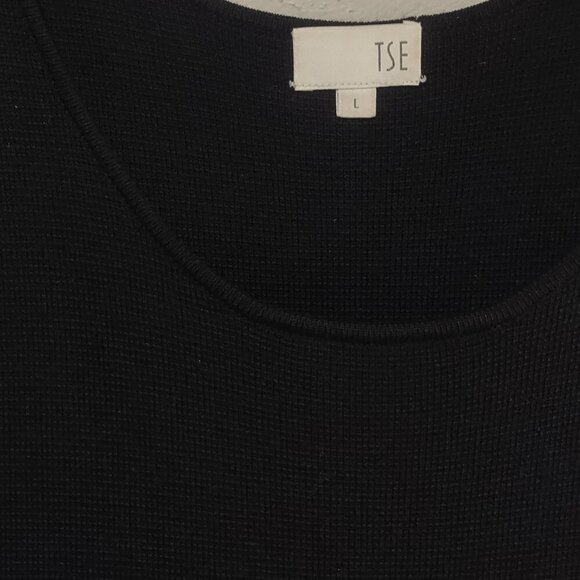 TSE 100% Wool Women's Scoop Neck Black Sleeveless Midi Dress Size Large - Picture 3 of 8